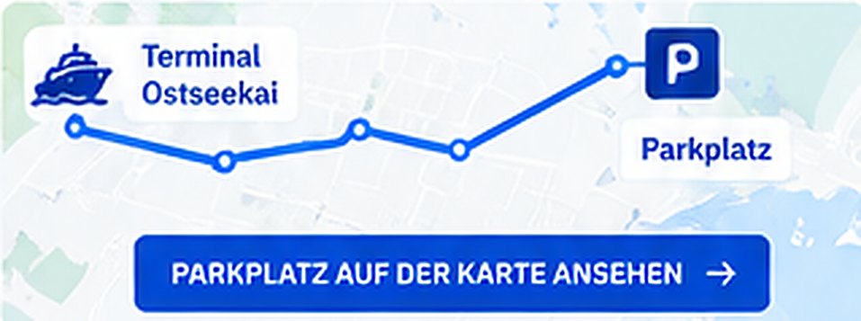 Karte: Weg vom Terminal Ostseekai zum Parkplatz
